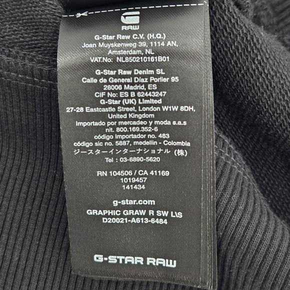 G Star Raw Mens Graphic Crewneck Sweatshirt Black Yellow Medium - Picture 9 of 9